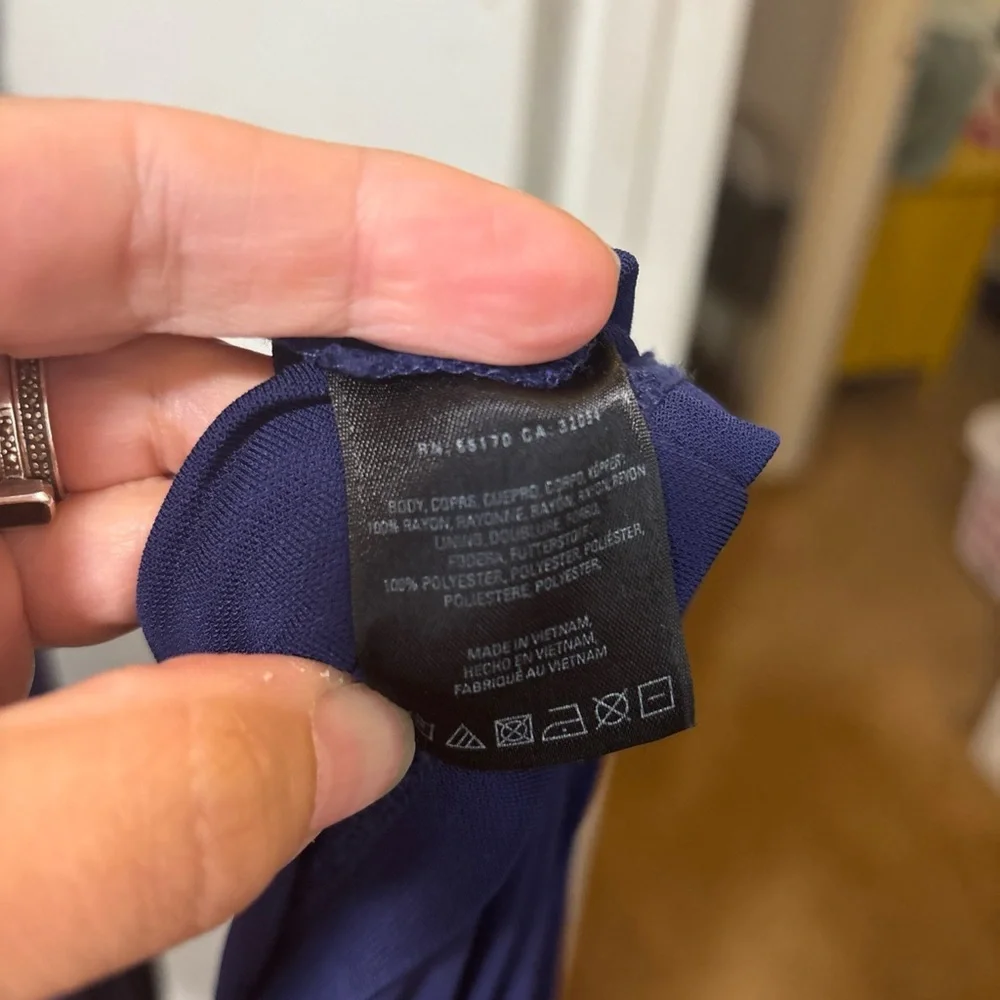 Anthropologie Maeve Yuma Dark Blue Stretch Maxi Dress Size 8 - Picture 7 of 9